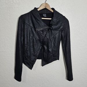 OBJECT Solid Black Asymmetric Moto Jacket
